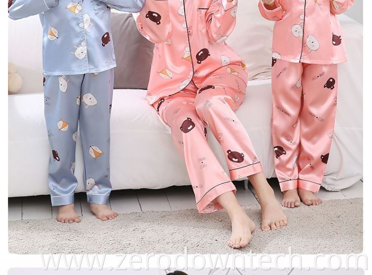 Custom Satin Kid Milk Silk sleepwear Child kids pajamas comfortable